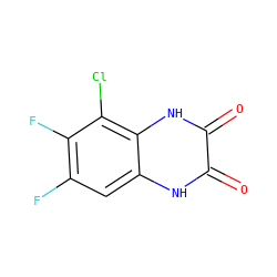O=c1[nH]c2cc(F)c(F)c(Cl)c2[nH]c1=O ZINC000013743985