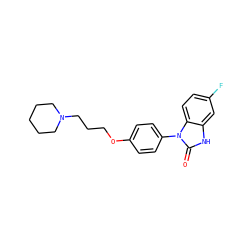 O=c1[nH]c2cc(F)ccc2n1-c1ccc(OCCCN2CCCCC2)cc1 ZINC000040975197
