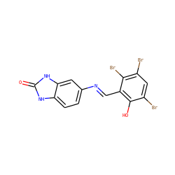 O=c1[nH]c2ccc(/N=C/c3c(O)c(Br)cc(Br)c3Br)cc2[nH]1 ZINC000299818773