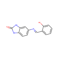 O=c1[nH]c2ccc(/N=C/c3ccccc3O)cc2[nH]1 ZINC000001424964