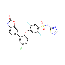 O=c1[nH]c2ccc(-c3cc(Cl)ccc3Oc3cc(F)c(S(=O)(=O)Nc4ncns4)cc3F)cc2o1 ZINC000205511210