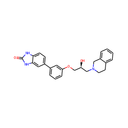 O=c1[nH]c2ccc(-c3cccc(OC[C@@H](O)CN4CCc5ccccc5C4)c3)cc2[nH]1 ZINC000218391256