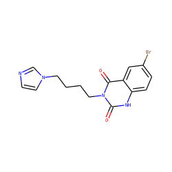 O=c1[nH]c2ccc(Br)cc2c(=O)n1CCCCn1ccnc1 ZINC000026376928