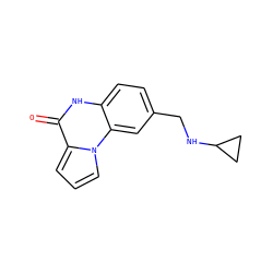 O=c1[nH]c2ccc(CNC3CC3)cc2n2cccc12 ZINC000043013742