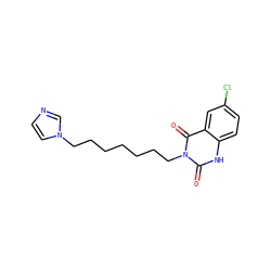 O=c1[nH]c2ccc(Cl)cc2c(=O)n1CCCCCCCn1ccnc1 ZINC000026380885