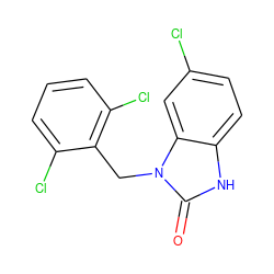 O=c1[nH]c2ccc(Cl)cc2n1Cc1c(Cl)cccc1Cl ZINC000014947172