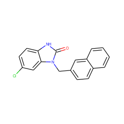 O=c1[nH]c2ccc(Cl)cc2n1Cc1ccc2ccccc2c1 ZINC000014947175
