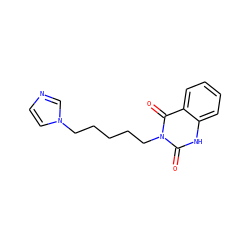 O=c1[nH]c2ccccc2c(=O)n1CCCCCn1ccnc1 ZINC000026381085