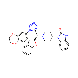 O=c1[nH]c2ccccc2n1C1CCN([C@@H](c2cc3ccccc3o2)c2nnnn2-c2ccc3c(c2)OCCO3)CC1 ZINC000095570070