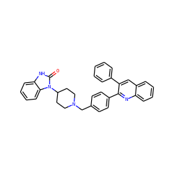 O=c1[nH]c2ccccc2n1C1CCN(Cc2ccc(-c3nc4ccccc4cc3-c3ccccc3)cc2)CC1 ZINC000014957958