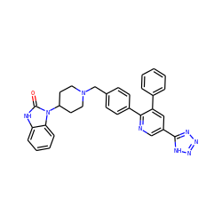 O=c1[nH]c2ccccc2n1C1CCN(Cc2ccc(-c3ncc(-c4nnn[nH]4)cc3-c3ccccc3)cc2)CC1 ZINC000014957988