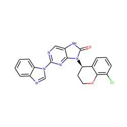 O=c1[nH]c2cnc(-n3cnc4ccccc43)nc2n1[C@@H]1CCOc2c(Cl)cccc21 ZINC000049034047