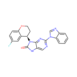 O=c1[nH]c2cnc(-n3cnc4ccccc43)nc2n1[C@@H]1CCOc2ccc(F)cc21 ZINC000049090049