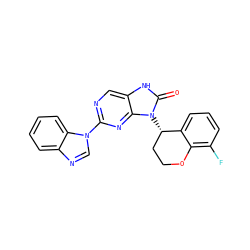 O=c1[nH]c2cnc(-n3cnc4ccccc43)nc2n1[C@H]1CCOc2c(F)cccc21 ZINC000049032840