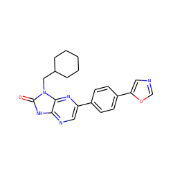 O=c1[nH]c2ncc(-c3ccc(-c4cnco4)cc3)nc2n1CC1CCCCC1 ZINC000082157494