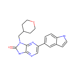 O=c1[nH]c2ncc(-c3ccc4[nH]ccc4c3)nc2n1CC1CCOCC1 ZINC000082154581