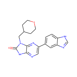 O=c1[nH]c2ncc(-c3ccc4[nH]cnc4c3)nc2n1CC1CCOCC1 ZINC000082152530