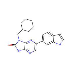 O=c1[nH]c2ncc(-c3ccc4cc[nH]c4c3)nc2n1CC1CCCCC1 ZINC000082155290