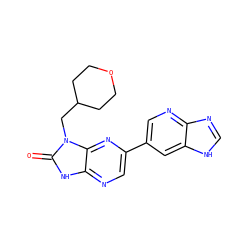 O=c1[nH]c2ncc(-c3cnc4nc[nH]c4c3)nc2n1CC1CCOCC1 ZINC000082156629