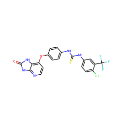 O=c1[nH]c2nccc(Oc3ccc(NC(=S)Nc4ccc(Cl)c(C(F)(F)F)c4)cc3)c2[nH]1 ZINC000045497477