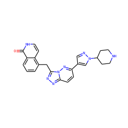 O=c1[nH]ccc2c(Cc3nnc4ccc(-c5cnn(C6CCNCC6)c5)nn34)cccc12 ZINC000073196406