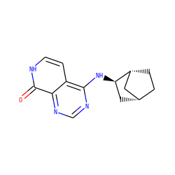 O=c1[nH]ccc2c(N[C@@H]3C[C@H]4CC[C@@H]3C4)ncnc12 ZINC000096285226