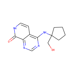 O=c1[nH]ccc2c(NC3(CO)CCCC3)ncnc12 ZINC000096285220