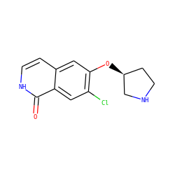O=c1[nH]ccc2cc(O[C@H]3CCNC3)c(Cl)cc12 ZINC000095920661