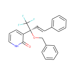 O=c1[nH]cccc1[C@](/C=C/c1ccccc1)(OCc1ccccc1)C(F)(F)F ZINC000005974551