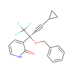 O=c1[nH]cccc1[C@](C#CC1CC1)(OCc1ccccc1)C(F)(F)F ZINC000005974553