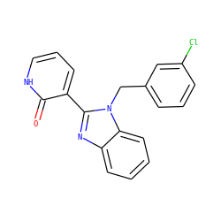 O=c1[nH]cccc1-c1nc2ccccc2n1Cc1cccc(Cl)c1 ZINC000012475031
