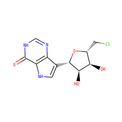 O=c1[nH]cnc2c([C@@H]3O[C@H](CCl)[C@@H](O)[C@H]3O)c[nH]c12 ZINC000029348046