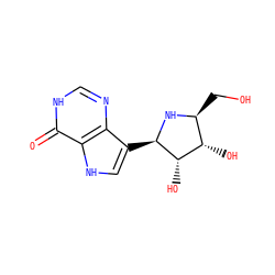 O=c1[nH]cnc2c([C@H]3N[C@@H](CO)[C@H](O)[C@@H]3O)c[nH]c12 ZINC000001494796