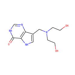 O=c1[nH]cnc2c(CN(CCO)CCO)c[nH]c12 ZINC000042891118