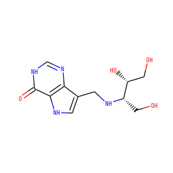 O=c1[nH]cnc2c(CN[C@@H](CO)[C@H](O)CO)c[nH]c12 ZINC000040422365
