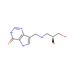 O=c1[nH]cnc2c(CNC[C@H](O)CO)c[nH]c12 ZINC000040422363