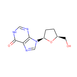 O=c1[nH]cnc2c1ncn2[C@H]1CC[C@@H](CO)O1 ZINC000013597823