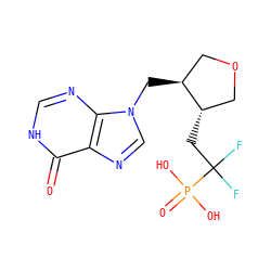O=c1[nH]cnc2c1ncn2C[C@H]1COC[C@@H]1CC(F)(F)P(=O)(O)O ZINC000026673144