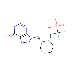 O=c1[nH]cnc2c1ncn2C[C@H]1COCC[C@H]1CC(F)(F)P(=O)(O)O ZINC000095575573
