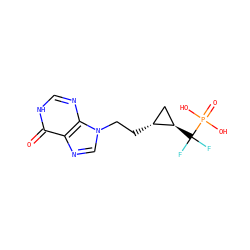 O=c1[nH]cnc2c1ncn2CC[C@@H]1C[C@H]1C(F)(F)P(=O)(O)O ZINC000004805684
