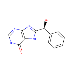 O=c1[nH]cnc2nc([C@@H](O)c3ccccc3)[nH]c12 ZINC000008618456