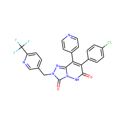 O=c1[nH]n2c(=O)n(Cc3ccc(C(F)(F)F)nc3)nc2c(-c2ccncc2)c1-c1ccc(Cl)cc1 ZINC000169346539