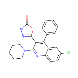 O=c1[nH]nc(-c2c(N3CCCCC3)nc3ccc(Cl)cc3c2-c2ccccc2)o1 ZINC000205477996