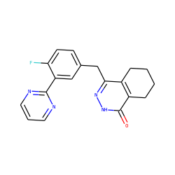 O=c1[nH]nc(Cc2ccc(F)c(-c3ncccn3)c2)c2c1CCCC2 ZINC000139546951