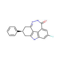 O=c1[nH]nc2c3c([nH]c4cc(F)cc1c43)C[C@@H](c1ccccc1)C2 ZINC000150188289