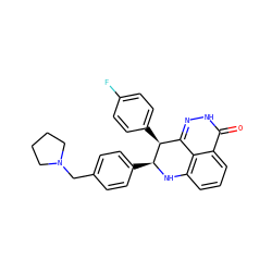 O=c1[nH]nc2c3c(cccc13)N[C@@H](c1ccc(CN3CCCC3)cc1)[C@H]2c1ccc(F)cc1 ZINC000118629294