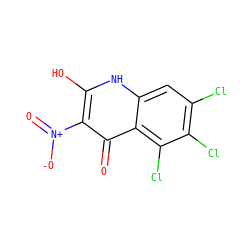 O=c1c([N+](=O)[O-])c(O)[nH]c2cc(Cl)c(Cl)c(Cl)c12 ZINC000013760421