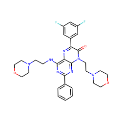 O=c1c(-c2cc(F)cc(F)c2)nc2c(NCCN3CCOCC3)nc(-c3ccccc3)nc2n1CCN1CCOCC1 ZINC000142886168