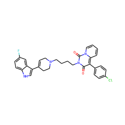 O=c1c(-c2ccc(Cl)cc2)c2ccccn2c(=O)n1CCCCN1CC=C(c2c[nH]c3ccc(F)cc23)CC1 ZINC000299855430