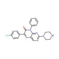 O=c1c(-c2ccc(Cl)cc2)nc2cnc(N3CCNCC3)nc2n1-c1ccccc1 ZINC000004238688